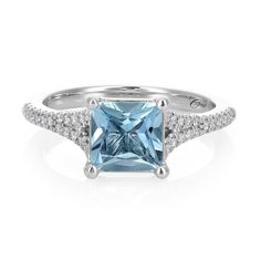 Natural Aquamarine 1.43 carats set in 14K White Gold with 0.14 carats Diamonds Detailed Ring, Aquamarine Gemstone, Aquamarine Rings, Aquamarine Blue, 14k White Gold Ring, Natural Aquamarine, Precious Gemstones, Diamond Sizes, White Ring