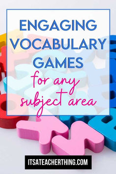 Vocabulary games are a perfect tool to use for vocabulary practice and review. The games mentioned in this blog post make great whole class work, learning center activities, partner work, etc. Vocab Review Games High School, Vocab Games Elementary, Vocabulary Review Games, Vocabulary Games For Middle School, Review Games High School, Vocabulary Stations, Vocabulary Words Activities, High School Vocabulary, Vocabulary Games For Kids