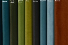 a row of different colors of leather