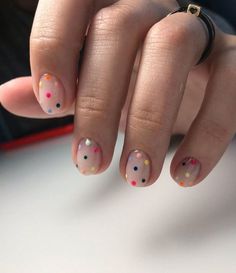 Cute Short Nails, Dot Nail Art, Polka Dot Nails, Glamorous Nails, Dots Nails, Nail Design Ideas, Beginners Knitting