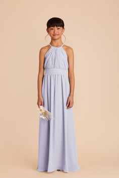 L / periwinkle blue Ice Blue Bridesmaid Dress, High Neck Halter Dress, Middle School Dance, Mauve Bridesmaid Dress, Bridesmaid Dress Chiffon, Junior Dress, Lavender Bridesmaid Dresses, Girls Bridesmaid Dresses, Rose Bridesmaid Dresses