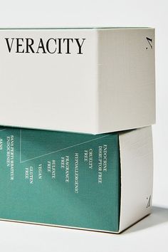 two boxes stacked on top of each other with the words veracty printed on them