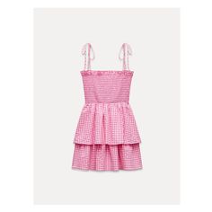 Dress with ruffled elastic smocked straight neckline. Tied spaghetti straps. Flounced hem. Pink Gingham Mini Dress, Ireland Dress, Gingham Mini Dress, Pink Gingham Dress, Dress Zara, Career Woman, Straight Neckline, Pink Gingham, Beauty Sale