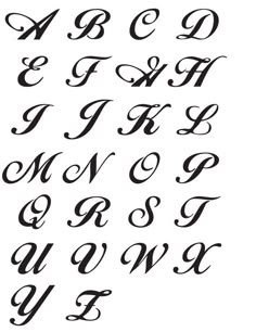 the upper and lower letters of an old english alphabet, with cursive writing