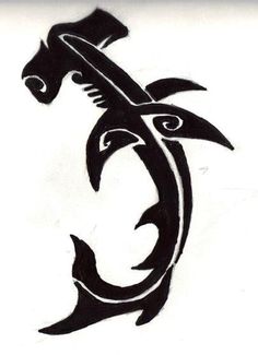 a black and white drawing of a fish with an arrow on it's back