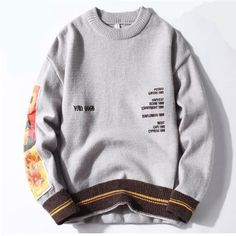 VAN GOGH™ Oversize Sweater [In Store] | The Urban Clothing Shop™ Preppy Aesthetic Outfits, Warm Pajamas, Streetwear Sweater, Sweater Streetwear, Couples Sweaters, Winter Knit Sweater, Oversize Sweater, Embroidery Sweater, Mens Pajamas Set