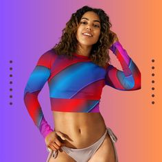 Elevate your style game with this must-have long sleeve crop top! Perfect for both leisure outings and athletic activities, it's designed to offer the best of both worlds. Made with a comfortable 19% Lycra blend, this top promises flexibility and durability. The trendy cropped fit flatters every figure, while the tear-away care label ensures zero itchiness or discomfort. Ideal for fitness enthusiasts, fashion-forward ladies, or casual days out. * Fabric composition in Europe: 88% recycled polyes Stretch Long Sleeve Crop Top With Thumbholes, Long Sleeve Stretch Crop Top With Thumbholes, Long Sleeve Stretch Crop Top, Trendy Long Sleeve Cropped Shirt For Summer, Fitted Long Sleeve Cropped Shirt For Summer, Stretch Long Sleeve Trendy Crop Top, Trendy Stretch Long Sleeve Crop Top, Trendy Stretch Cropped Long Sleeve Top, Trendy Long Sleeve Stretch Crop Top