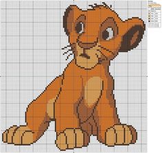 the lion cub from disney's the lion king is shown in this cross stitch pattern