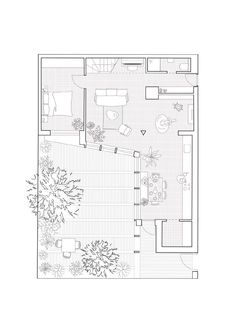 the floor plan for a small house with an open living room and dining area in it