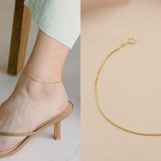 "For the minimalist. Our Box chain anklet is streamlined and the perfect dainty size. The built-in 1 inch extender makes it easy to find the perfect fit. DETAILS: - 14kt gold filled - water-proof - 3 sizes: - Small 8\" with 1 \" extender - Medium 9\" with 1\" extender - Large 10\" with 1\" extender Packaging + Delivery: All items come packaged in a cute Amanda Deer Jewelry box and are sent in a protective bubble mailer. If ordering multiple pieces, please let us know if you'd like separate boxes Dainty Gold Anklet, Anklet Jewelry Gold, Stark Wallpaper, Gold Chain Anklet, Baby Jewellery, Cute Anklets, Deer Jewelry, Anklet Gold, Neck Pieces Jewelry