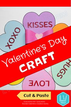 valentine's day craft with cut and pastee hearts on the side for kids to make