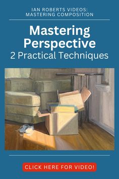 a book cover with an image of boxes on the floor and text reading mastering perspective