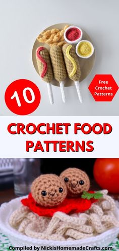 crochet food patterns with text overlay