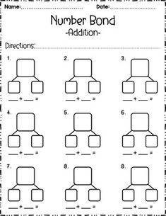 the number bond addition worksheet for students to practice numbers and subtraction