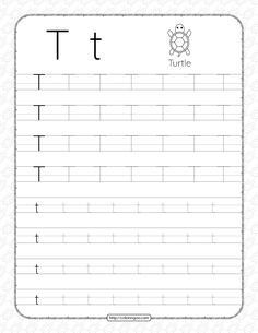 the letter t is for turtle worksheet with an image of a turtle on it