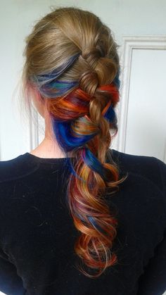 Hidden Rainbow Hair, Underlights Hair, Crazy Color, Peekaboo Hair, Rainbow Hair Color, Teal Hair, Hair Dyes, Hair Things, Hair Stylies