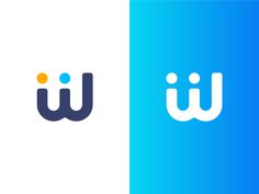 two logos with the letter w and an image of a blue and white one that has dots