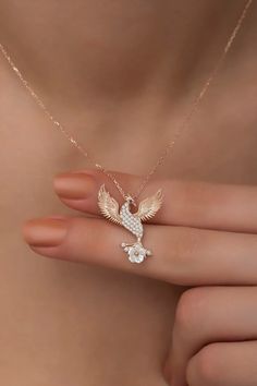 - FREE SHIPPING ! - Rose Gold Phoenix, 925 Sterling Silver Necklace, Phoenix Necklace, Bird Necklace, Bird Jewelry, Rose Gold, Lucky Necklace, Birthday Gift, Valentine's Day Gift, To Mom -Metal Used: 925 Sterling Silver -Stone Type: Zircon -Plating: Rose Gold Plated IF YOU WANT, YOU CAN ADD A GIFT NOTE AND MAKE YOUR MOTHER, SISTER OR FRIEND AND GIRL FRIEND HAPPY.   If you want to see more jewels from us  https://www.etsy.com/shop/Sk7Jewerly Packaging: All Products Are Sent In Gift Box.  You can Silver Bird Necklace, Child Bedroom, Fancy Accessories, Phoenix Necklace, Inexpensive Jewelry, Pretty Jewelry Necklaces, Phoenix Bird, Winter Jewelry, Bird Necklace