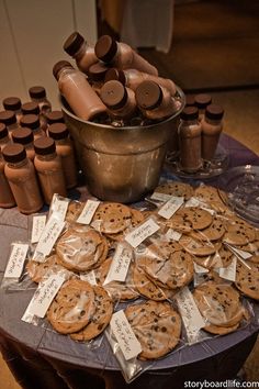 cookies and milk wedding favors for an after wedding reception snack it's so more fun