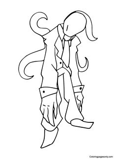 a black and white drawing of a man with long hair wearing a suit, tie and boots