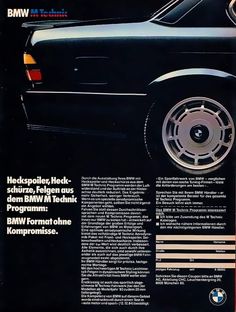 an advertisement for the bmw museum in germany, with information about its cars and their history