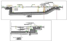 two drawings showing the different sections of a wall and how they are connected to each other