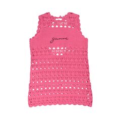 Ganni cover-up dress in pink cotton crochet with an embroidered logo in black and a low back cut-out. Brand = Ganni Condition = 10/10, brand new with tags Size﻿ = Medium Material = 100% Cotton SKU = 18299-88 Chic Pink Crochet Dress For Spring, Chic Pink Crochet Dress For Summer, Chic Pink Crochet Dress, Chic Pink Crochet Dress For Beach, Chic Pink Crochet Dress For The Beach, Pink Sleeveless Summer Crochet Dress, Pink Sleeveless Crochet Summer Dress, Pink Sleeveless Crochet Dress, Pink Sleeveless Cotton Crochet Dress