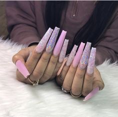 Cute Acrylic Nail Designs, Bling Acrylic Nails, Pink Acrylic Nails, Square Acrylic Nails, Luxury Nails, Coffin Nails Designs