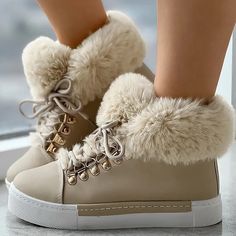 Wedge Snow Boots, Party Dresses Online, Short Sleeve Shirt Women, Chic Type, Pink Faux Fur, Platform Ankle Boots, Round Toe Heels, Mini Shirt Dress, Winter Casual