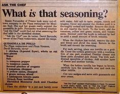 an old newspaper with the words what is that seasoning?