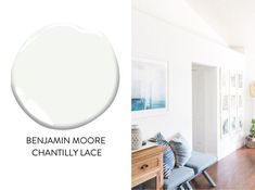 Benjamin Moore Chantilly Lace Benjamin Moore Chantilly Lace, Chantilly Lace Benjamin Moore, Perfect White Paint, Interior Paint Palettes, White Paint Color, Benjamin Moore White, Home Decor Coastal, Paint Store, Paint Palettes