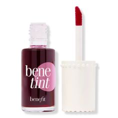 Benetint Liquid Lip Blush & Cheek Tint - Benefit Cosmetics | Ulta Beauty Benefit Blush Tint, Benetint Blush, Bene Tint, Cheap Makeup Products, Cheek And Lip Tint, Benefit Blush, Light Lipstick, Bday Wishlist, Lip Blush