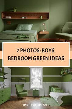 7 Photos: Boys Bedroom Green Ideas Green Wallpaper Bedroom, Boys Bedroom Green, Boys Space Bedroom, Green Walls, Boost Creativity, Bedroom Black, Boys Bedroom Decor, Green Theme, Stylish Storage Solutions