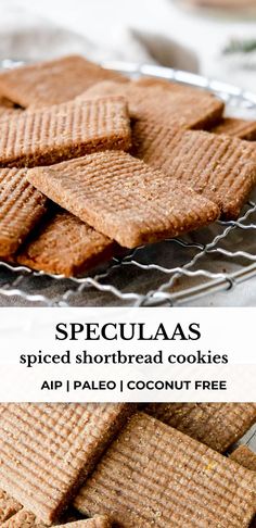 a plate full of shortbread cookies with the words speculas on top and bottom