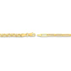 Dynamic rolo links entwine with dazzling hollow paperclip links to form this exceptional women's bracelet. Fashioned in 14K yellow gold, the adjustable 7.5-inch chain secures in place with a lobster clasp. Formal Gold Link Bracelet With Hook And Links, Formal Gold Link Bracelet With Hooks, Formal Figaro Chain Link Bracelet, Yellow Gold Chain Link Bracelet With Hook And Links, Yellow Gold Link Chain Bracelet With Hook, Formal Yellow Gold Paperclip Bracelet With Figaro Chain, Modern Formal Rolo Chain Bracelet, Yellow Gold Chain Bracelet With Paperclip Links, Yellow Gold Figaro Chain Bracelet With Rectangular Links