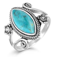 PRICES MAY VARY. Elegant 925 Sterling Silver: This ring is meticulously crafted from high-quality 925 Sterling Silver, ensuring durability and a sophisticated appearance that complements any style. anti-allergic,never fade, no rust. FIVE SIZE – Our Turquoise ring is suitable for women,girls,Size from 5 to 9 to Fit to You Finger Perfectly.– No special tools needed, – Intricately carved and oxidized by hand, so every detail is clear and vivid. Stunning Turquoise Gemstone: Adorned with a vibrant 15 Turquoise Heart Ring, Rings Vintage Boho, Turquoise Statement Ring, Boho Turquoise, Silver Flower Ring, Fake Nose Rings, Birthday Jewelry, Sterling Silver Stacking Rings, Turquoise Boho