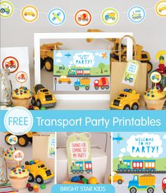 Car And Trucks Birthday Theme, Vehicles Party Ideas, Vehicle Birthday Party Decoration, Vehicle Party Theme, Transport Birthday Party Ideas, Car And Truck Birthday Party, Things That Go Birthday Party, Vehicle Themed Birthday Party, Vehicle Birthday Party