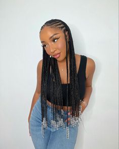 Braids For Widows Peak, Long Cornrows Braids With Beads, Medium Braids With Beads, Big Fulani Braids, Short Box Braids Hairstyles, Beautiful Black Hair, Goddess Braids Hairstyles