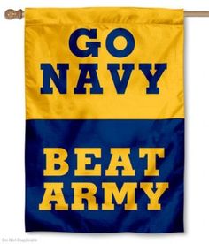 a yellow and black flag with the words go army beat navy on it