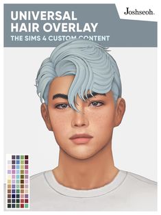 an image of a man with blue hair on his face and the words universal hair overlay