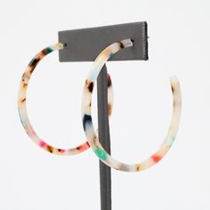 "❤️Bauble Sky PROMOTION❤️ ▪️Buy 1 Get 10% OFF ▪️Free Shipping Over $35 (USA domestic only) [ Circle Acetate Fashion Hoop Earrings] : simple & modern multi colored resin in push back earrings. We offer 2 sizes of the hoop. This lightweight earring is simple and modern, but stylish. Bauble Sky modern earring is a Must-have Item for your Special Day and Everyday! With it, You will look more charming and attractive. ♥Size Options [Large]: 2\" (50mm) [Small]: 1 1/8\" (30mm) ♥Color Option [MULTI]: Trendy Plastic Hoop Earrings, Trendy Small Hoop Plastic Earrings, Trendy Hypoallergenic Hoop Earrings For Summer, Trendy Hypoallergenic Summer Hoop Earrings, Trendy Summer Hypoallergenic Hoop Earrings, Trendy Small Hoop Resin Earrings, Multicolor Plastic Earrings For Summer, Multicolor Plastic Summer Earrings, Summer Multicolor Plastic Earrings