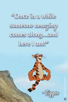 winnie the pooh quote with an image of a cartoon character jumping up into the air