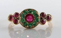 ad eBay - The quality of the stones is second to none. With good colour and clarity. All solid 9K Hallmarked Gold. The piece is crafted in solid 9K Gold and uses only natural mined gemstones. Main Gem Type Indian Ruby. Emerald Art Deco, Emerald Art, Edwardian Jewelry, Sparkly Jewelry, Ruby Emerald, Gemstone Engagement, Gemstone Engagement Rings, Artistic Jewelry, Solid Yellow