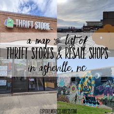 there is a sign that says thrift store on the front and side of it