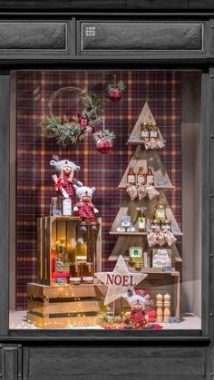 a christmas display in the window of a store