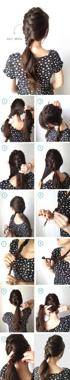 French half braid with braided wrap Hairstyles Fall, Half Braid, Braid Trends, 2018 Hair, Hairstyle Hairstyle, Colors Hair, School Hair, Cute Braided Hairstyles, Latest Hair