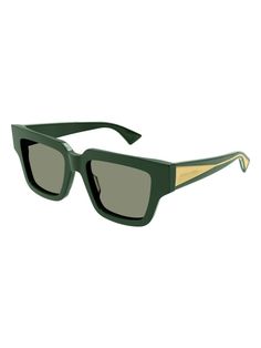 003 BOTTEGA VENETA Bottega Veneta BV1276S 003 Green Lenses, Italian Culture, Green Frame, Prada Designer, Engraved Logo, Nose Bridge, Bottega Veneta, Square Sunglasses, Designer Shoes