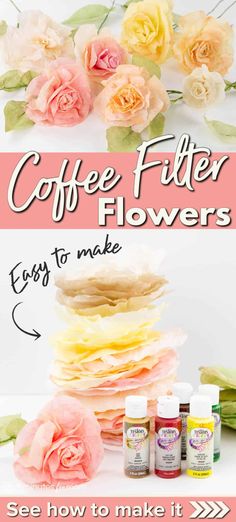 coffee filter flowers with instructions to make them