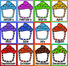 an image of cupcakes for months of the year to print and cut out