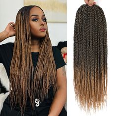 PRICES MAY VARY. 【Crochet Box Braids Package Details】: 8Packs 18Inch Box Braids Crochet Hair is 18 Strands/Pack, Weight: 2.82oz(80g±5g)/Pack , Total 144 Strands with gifts (1 X Crochet Hook+5 X Rings), 8Packs Box Braids Crochet Hair Can Make a Very Full Head. 【Box Braid Crochet Hair Material】: 100% High Quality Low Temperature Flame-Retardant Fiber Crochet Box Braids. Light & Weight, Super Soft, No Smell, Looks Very Neat and Smooth, Tangle-free, Shedding-free, Not Easy to Separate, Natural &Comf Goddess Box Braids Crochet Hair, Brown Box Braids, Braided Crochet, Ombre Box Braids, Box Braids Crochet, Goddess Box Braids, Diy Hairstyle, Box Braid Hair, Crochet Braids Hair